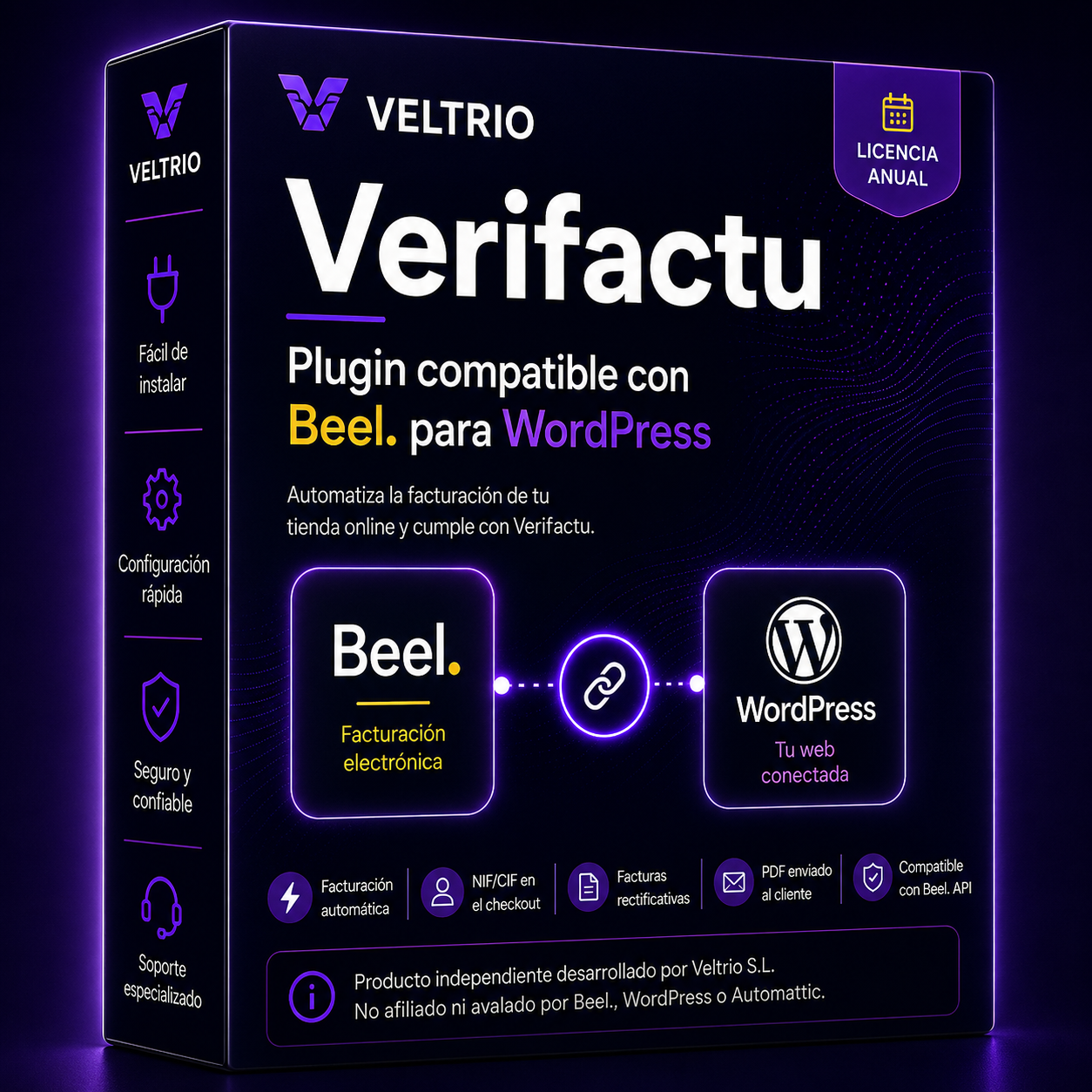 Plugin compatible con BeeL para WordPress - Veltrio 1 Plugin BeeL para WooCommerce - Verifactu BeeL Veltrio