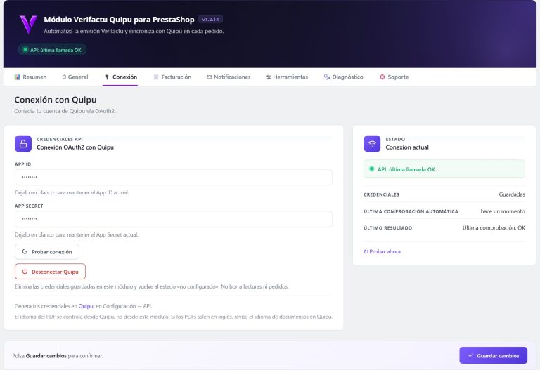 Tutorial del módulo Quipu para PrestaShop: instalación y uso paso a paso